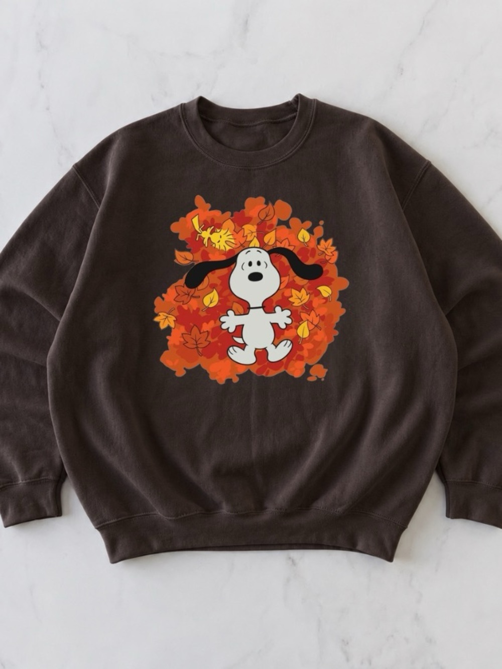Peanuts Snoopy Fall Autumn Leaves Cozy Vintage Graphic Sweatshirt